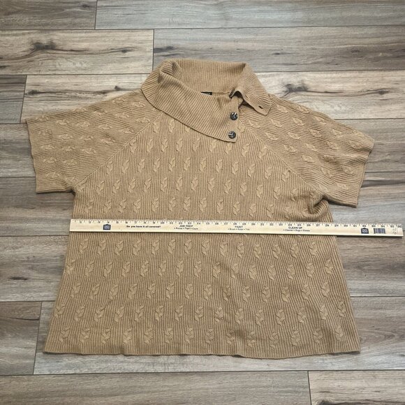 Lane Bryant Mock Neck Sweater SZ 26/28 Tan Pullover Short Sleeve Cable Knit - Picture 4 of 9